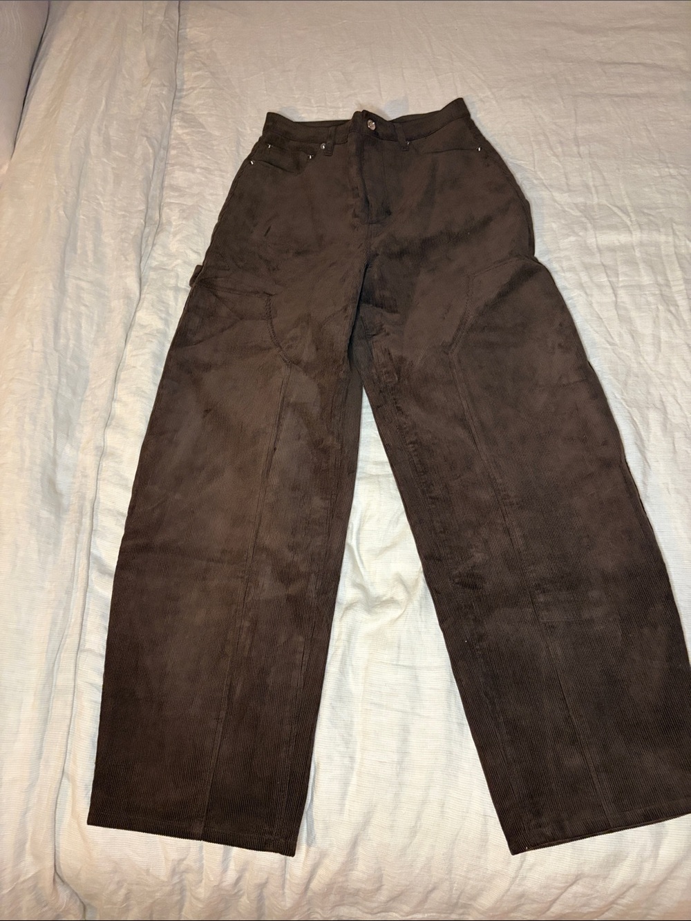 Wide-Leg Brown Corduroy Trousers
